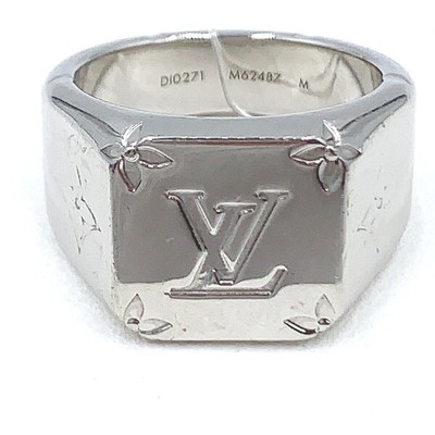 LOUIS VUITTON Monogram signet ring M62487 Ring Silver | eBay